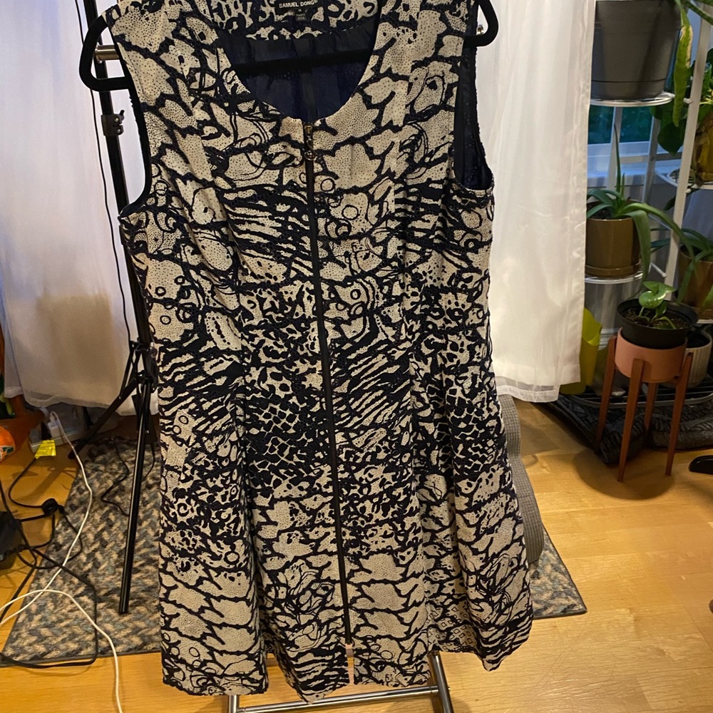 Samuel Dong Black and Grey A-Line Cocktail Dress